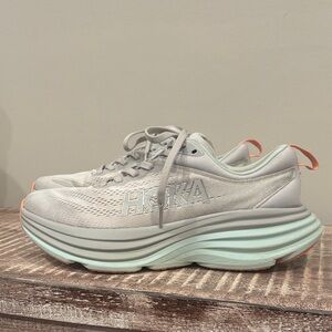 Hoka Women's Light Gray and Mint Athletic Shoes